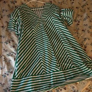 Crown & Ivy Green and White Chevron Midi Dress